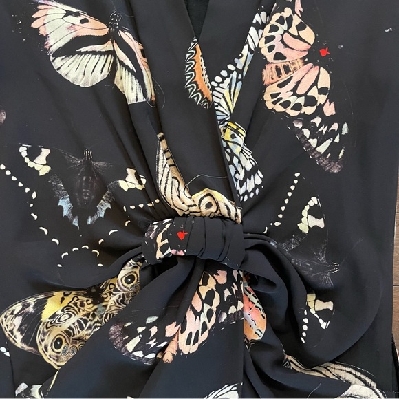 Reiss Butterfly Long Sleeve Midi Front Dress - Size 0 - Picture 6 of 8